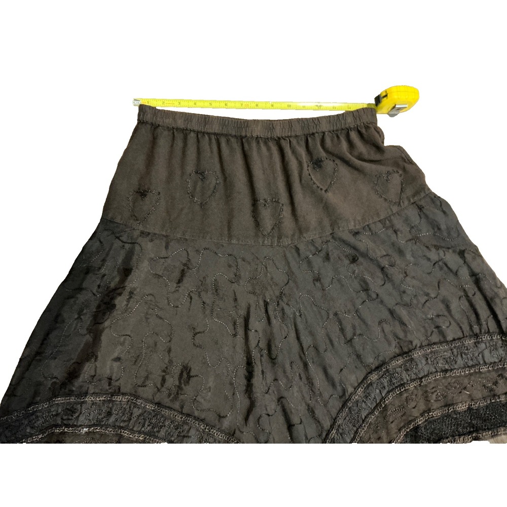 Shelly & Arnold Maxi Brown Skirt Size Medium Whimsy Mixed Print Hippee Festival - Picture 3 of 5